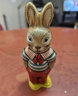 Vintage 1950s J. Chein Wind-up Tin Toy Walking Easter Bunny, USA  Works