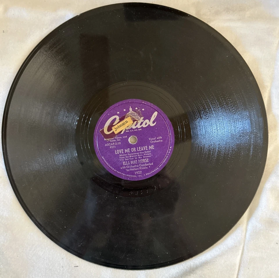 78 RPM Ella Mae Morse Capitol 1922- Love Me Or Leave Me/Blacksmith Blues VG+ - Image 3 of 4