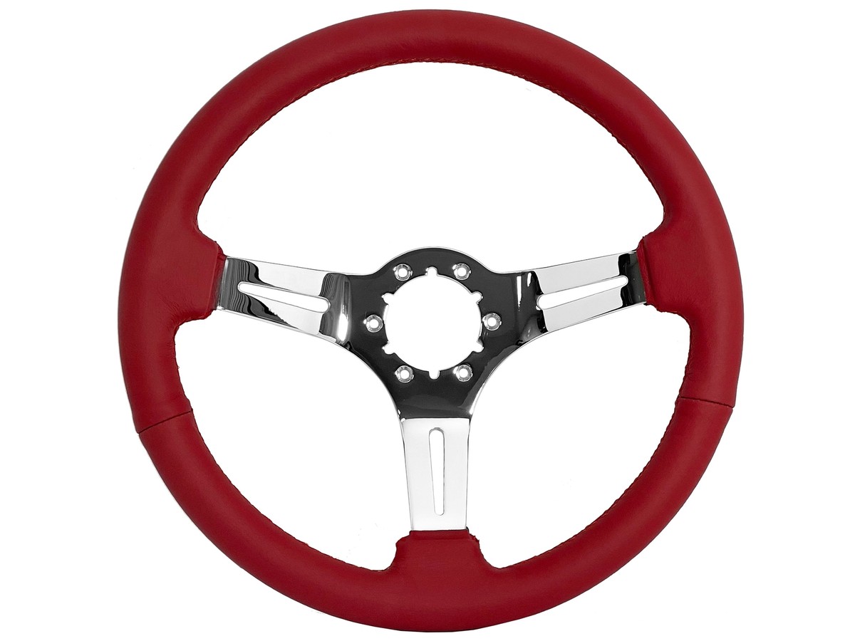 1969-73 Pontiac GTO 6-Bolt Red Leather Steering Wheel Kit, 6-Bolt