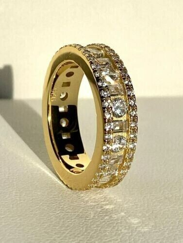 2 kt runder Laborgefertigter Diamant Ewigkeit Verlobungsring 14 kt Gelbgold vergoldet - Bild 5 von 7