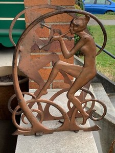 Antique Art Deco Egyptian Revival Seville Art Studios Flute Player Magazine Rack