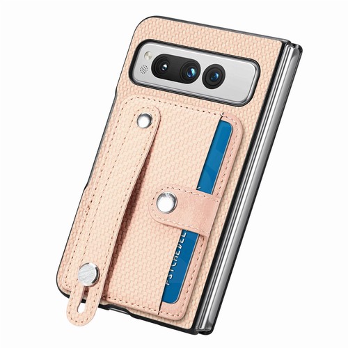 For Google Pixel Fold Card Holder Case Carbon Fiber Leather Stand Phone Cover - Picture 5 of 17