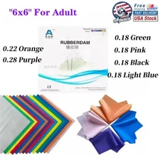 Dental Endodontic Rubber Dam Natural Latex Medium Gauge 6"x6" 36 Sheets