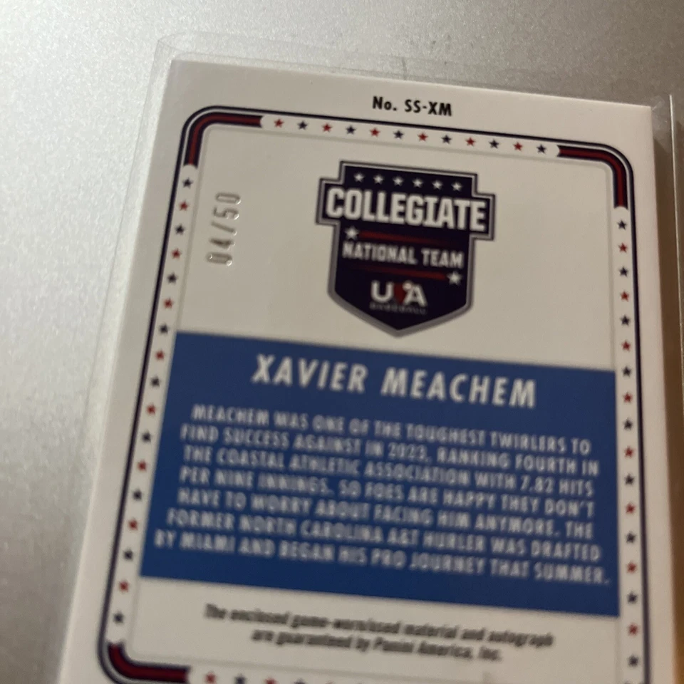 2024 Panini Stars & Stripes Xavier Meachem GOLD INK PATCH AUTO #'d 04/50 (CL4) - Image 3 of 3
