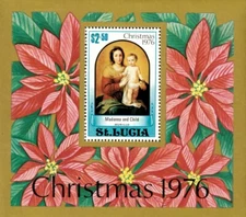St. Lucia 1976 - Christmas Madonna and Child - Souvenir Sheet - Scott #413 - MNH