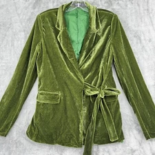 Nasty Gal Jacket Womens 2 Velvet Wrap Side Tie Holiday Glam Whimsigoth Green