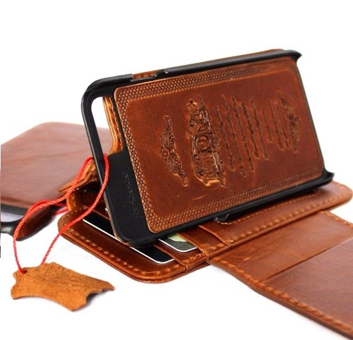 Genuine Leather case for iPhone 8 Credit Card Slots id Window Magnetic 2 in 1 - Picture 8 of 8