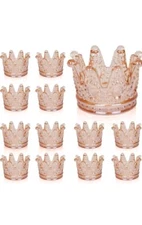 Votive Candle Holders For Table Centerpiece 12 Pcs Crown Crystal Gold Tealight