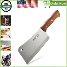 Professional Meat Cleaver - 8 Inch Heavy Duty Knife with Comfortable Wooden Grip