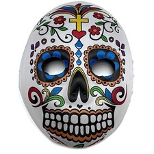 Adult Dia de los Muertos D.O.D White Sugar Skull Mask Halloween Cosplay Costume