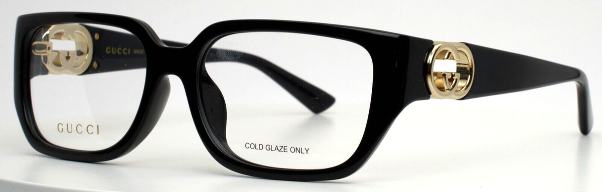 GUCCI GG1694OA 001 Black Womens Rectangle Full Rim Eyeglasses 55