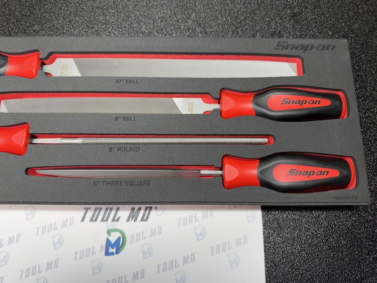 Snap-on Tools USA NEW RED Soft Grip 4-Piece Mixed File Foam Set