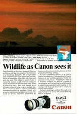 1990 Canon EOS 1 Camera African Wild Dogs Vintage Print Ad