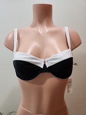 Nwt Cupshe Underwire Colorblock Black  White Bikini Top Womens Small.