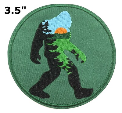 Bigfoot Patch Sasquatch in Forest Embroidered Iron-On Applique Myth Legend Gift