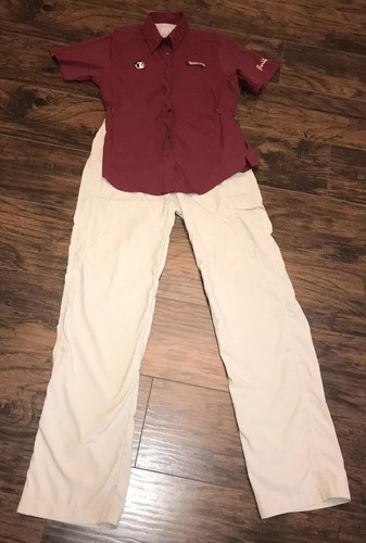 Columbia Womens Fishing Shirt Sz S Red 