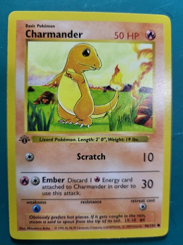 1999 Pokemon Base 1st Edition #46 Charmander dicker Stempel Pokemon Gaming - Bild 5 von 16