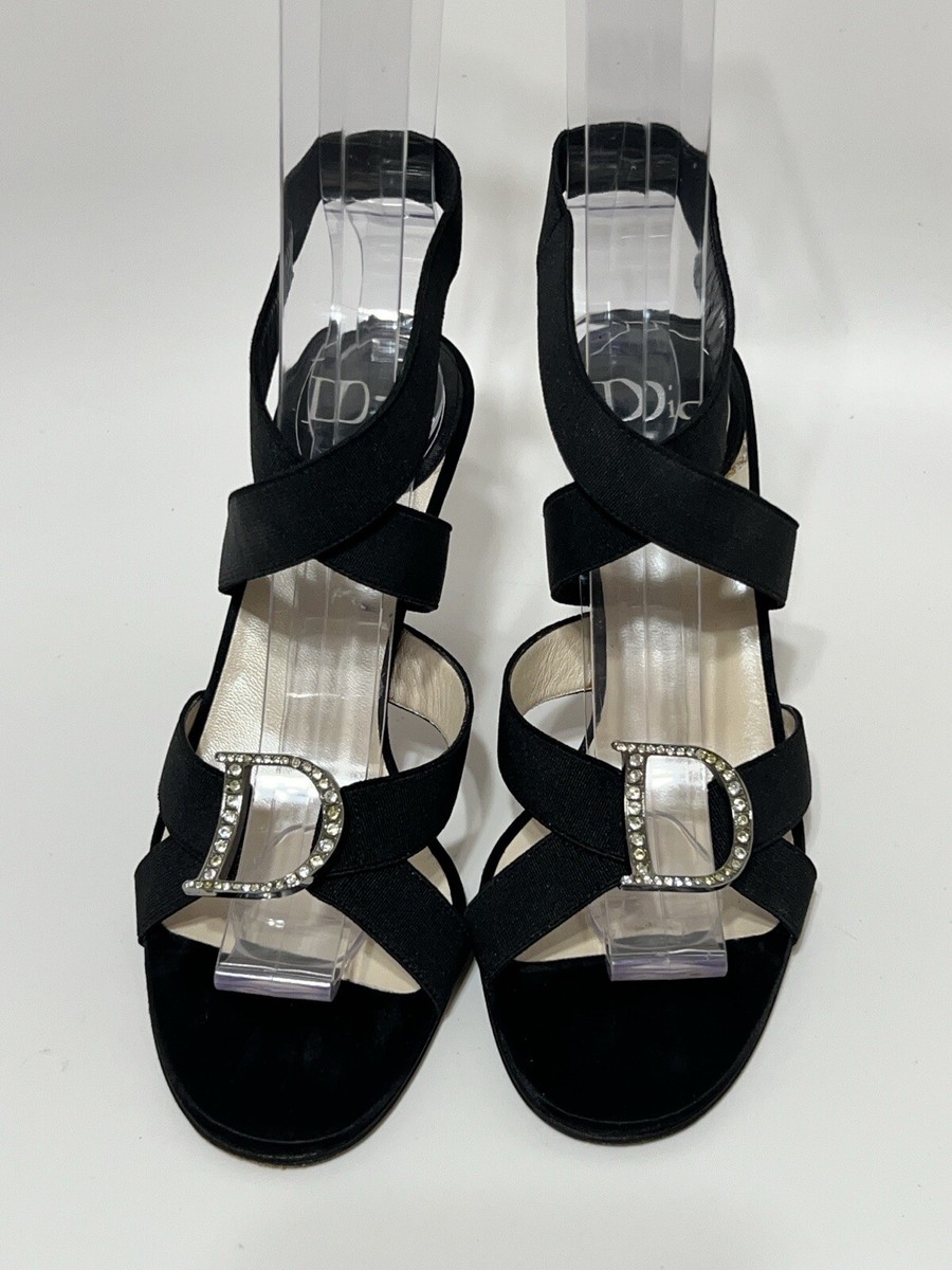 Vtg Christian Dior By John Galliano Black Crystal D Logo