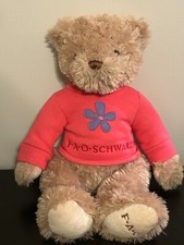 FAO SCHWARZ Tan Teddy Bear in Pink Shirt 16" Stuffed Animal