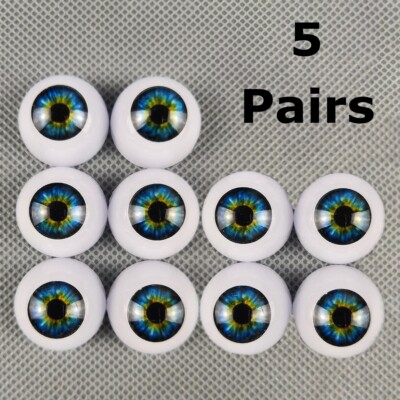 5 Pair Half Round Acrylic Eyes Eyeballs 20mm for BJD OOAK&Reborn Baby Dolls DIY