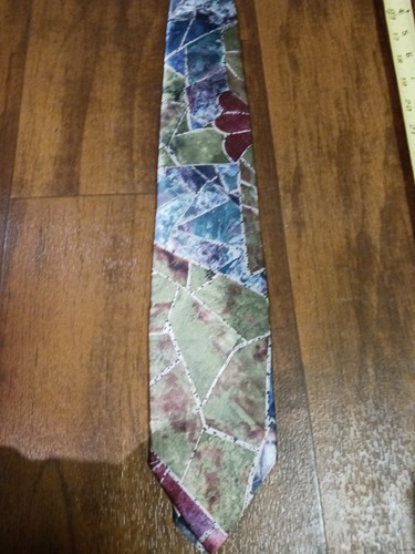 Vintage new old stock Men's Tie green, teal, mauve - Picture 3 of 5