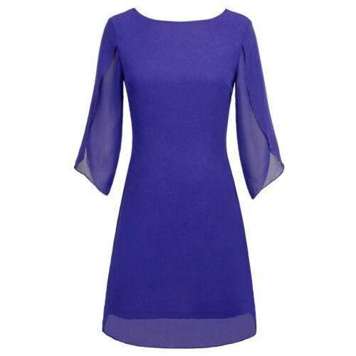 Robe Femme Calaluna Manches 3/4 En Jersey Bleu Clair Et Blanc - Made In Italy - Neuf Avec étiquettes