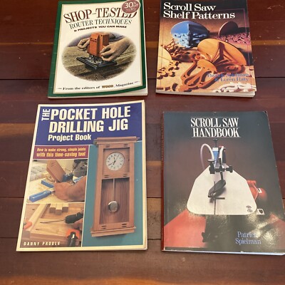 Lot of 4 Woodworking Books Scroll Saw Patterns Techniques Router Jigs Projects