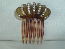 VINTAGE RHINESTONE FAUX TORTOISE LUCITE HAIR COMB