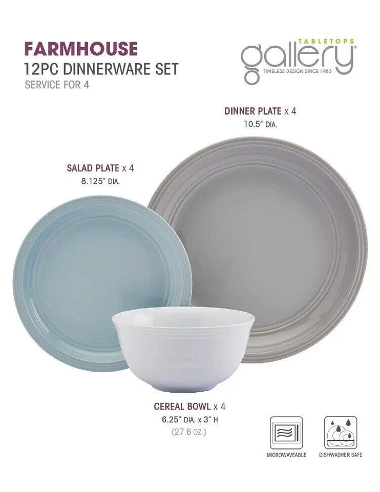 Tabletops Unlimited Farmhouse Multicolor 11 Pc. Dinnerware Set, Service for 4 - Image 3 of 4