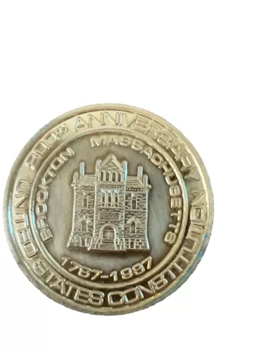Bicentennial Brockton Massachusetts Metal Coin 1787-1987 Land of Democracy