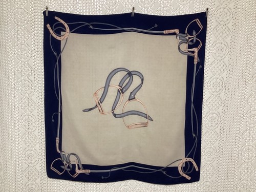 Foulard en Soie Vintage Équestre Cravache Étrier ( FL05/03/02_25B ) - Imagen 10 de 15