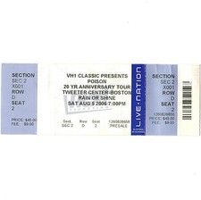POISON & CINDERELLA & ENDEVERAFTER Concert Ticket Stub TWEETER 8/5/06 MANSFIELD