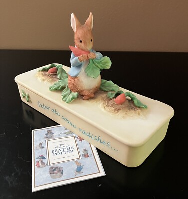 World of Beatrix Potter 2006 Peter ate some radishes trinket box w/ lid figurine