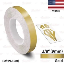 3/8" Roll Vinyl Pinstriping Pin Stripe Solid Line Tape Decal Sticker 9mm GOLD
