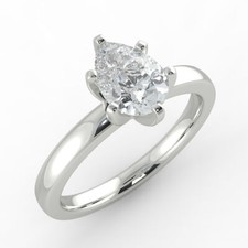 1 CT Diamond Engagement Ring Pear Shape Cut H/SI2 14K White Gold Size 6