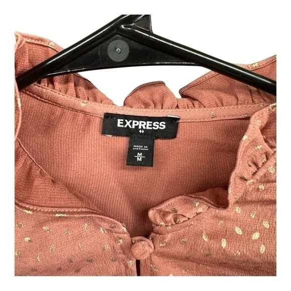 Blusa Express Para Mujer M Mediana M M M Oficina Carrera Volantes Cuello Estampado Metálico Foto 3 de 4