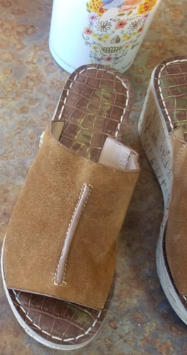 Sam Edelman Women's Ranger Suede Brown Leather Cork Wedges Sandals Sz 5.5 NWOB - Picture 8 of 9