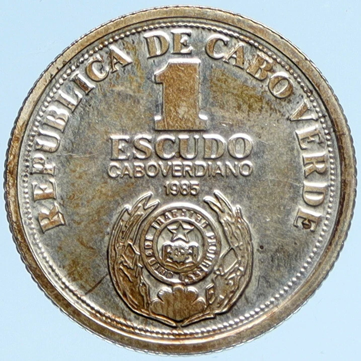 1985 CAPE VERDE 10 Yr Independence Emblem PALACE VINTAGE OLD Escudo Coin i98363 - Image 2 of 3