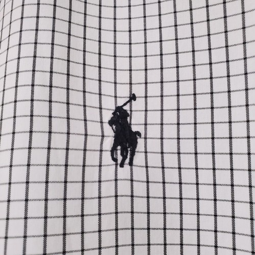 Camicia Ralph Lauren personalizzata con bottoni taglia L bianca nera check uomo - Foto 3 di 10