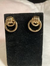gold tone hoop knot Door Knocker earrings 1 B98
