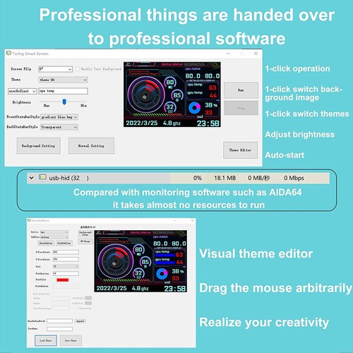 3.5" USB Secondary Screen CPU GPU RAM HDD Monitor Display Freely AIDA64 Bracket - Picture 5 of 9