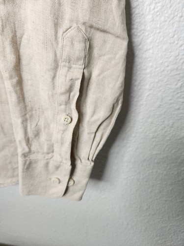 Claiborne Men's Long Sleeve Button Down Mandarin Collar Beige Size 15.5 34-35 - Picture 5 of 7