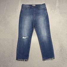 Madewell The Perfect Vintage Crop Jeans Women Size 32 Blue Denim Pants 32x27