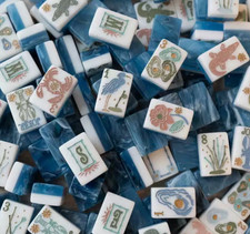 Beach blue Mahjong Complete Tile Set, Blue & White Tiles (160tiles)