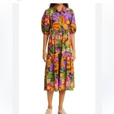 EUC FARM RIO Star Fruit Organic Cotton Midi Shirtdress size M