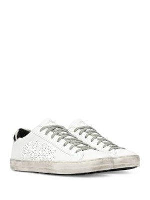 P448 Womens White Distressed Logo John Platform Leather Athletic Sneakers 36