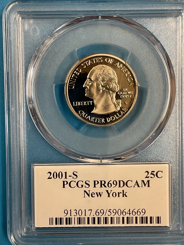 3-Coins State Quarters PCGS PR69DCAM 2001S NY/2004S MI/2014S Everglades NP - Image 3 of 4