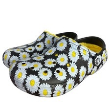 CROCS Classic Lined Vacay Vibes Clog, W8 Black Yellow White Daisy Discontinued
