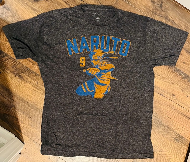 Naruto T-Shirt Vintage 2002 Shippuden Collection Men XL Gray Crew Short Sleeve