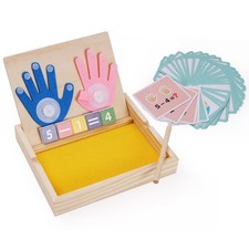 Montessori Sand Tray with Math  Alphabet Learning Cards, Wooden Sensory Writ...